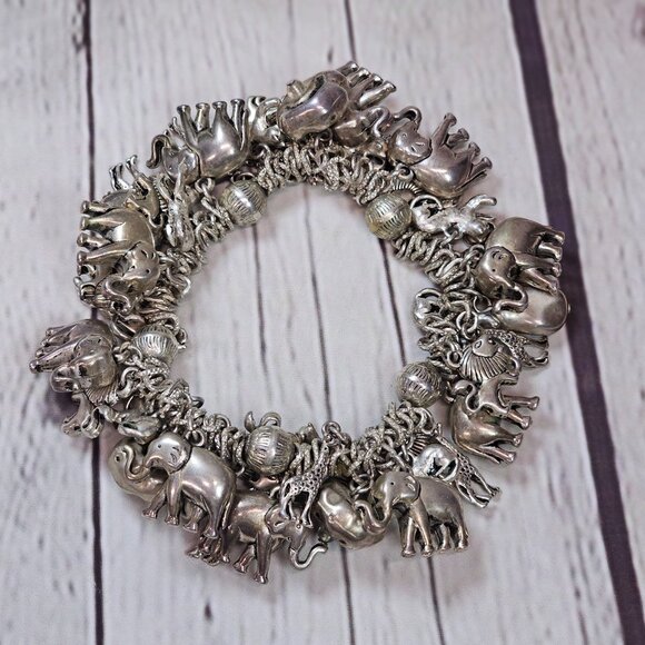 African Safari Inspired Silver Plated Stretch Bracelet - Picture 3 of 6